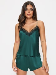 Ann Summers Green Cerise Satin Cami Set - Image 1 of 5