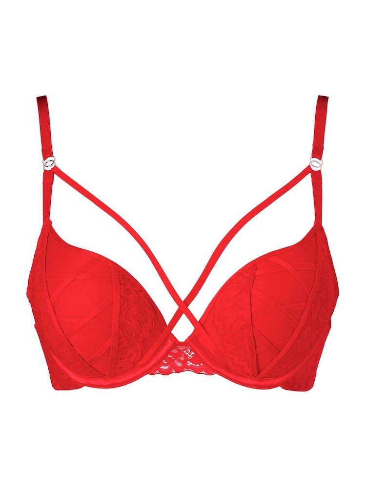 Ann Summers Red Sweet Surrender Padded Lace & Mesh Plunge Bra - Image 5 of 5
