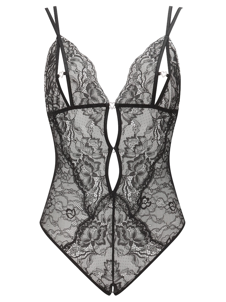 Svart - Ann Summers Diamond Hjärta Grenlös spetskropp - Bild 6 av 6