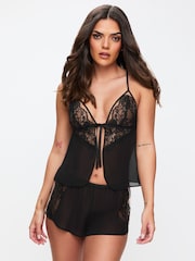 Ann Summers Black Enchanting Chiffon & Mesh Cami Set - Image 1 of 5
