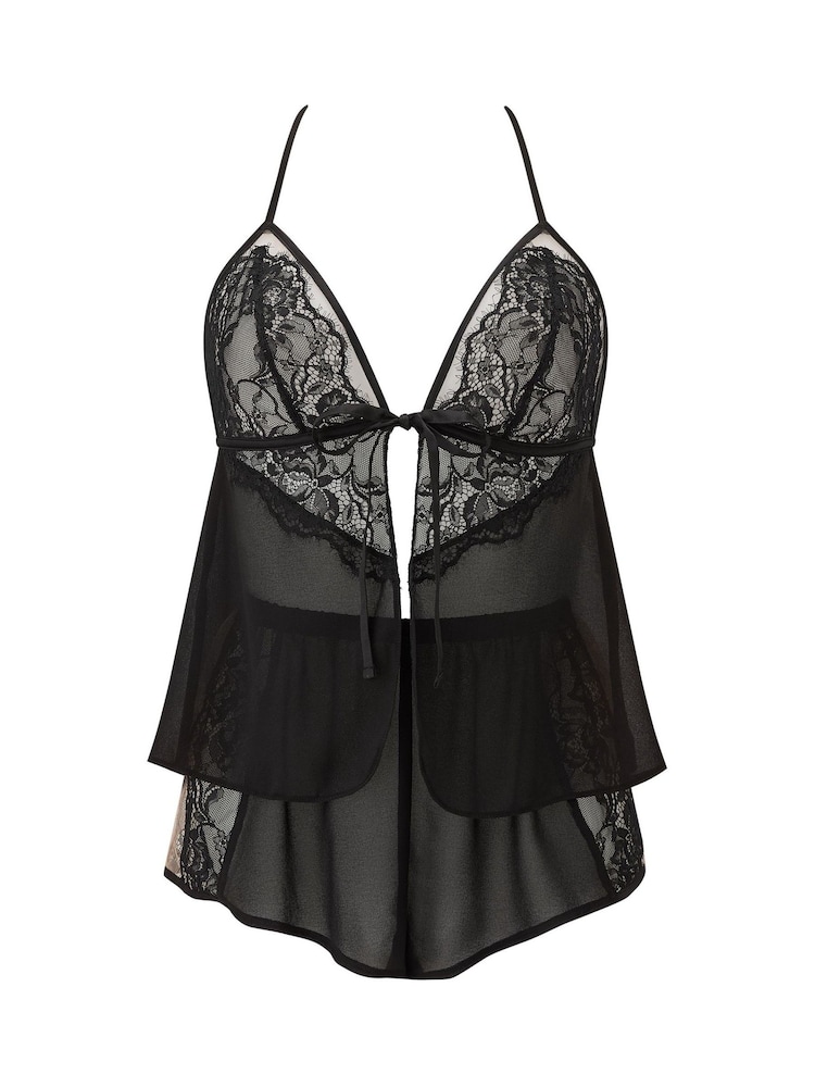 Ann Summers Black Enchanting Chiffon & Mesh Cami Set - Image 5 of 5