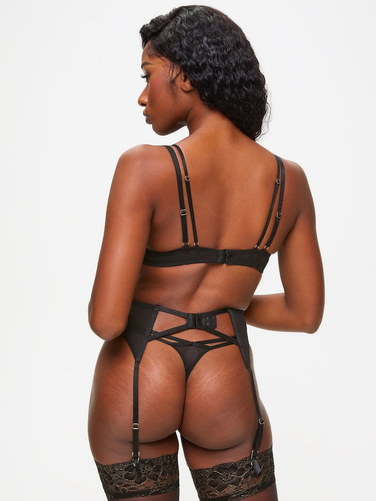 Ann Summers Black Extravagant Floral Embroidered Padded Plunge Bra - Image 2 of 5 Ann Summers Black Extravagant Floral Embroidered Padded Plunge Bra - Image 2 of 5