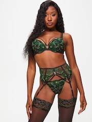 Ann Summers Black Extravagant Floral Embroidered Padded Plunge Bra - Image 4 of 5
