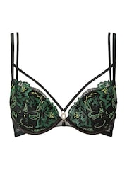 Ann Summers Black Extravagant Floral Embroidered Padded Plunge Bra - Image 5 of 5