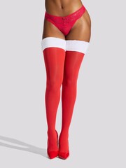Ann Summers Red Christmas Faux Fur Top Opaque Leg Hold-Ups - Image 1 of 3