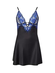 Ann Summers Black Endless Attraction Satin & Embroidered Mesh Chemise Nightie - Image 5 of 5