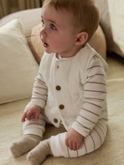 White Stripe Baby Gilet Top and Leggings Set (0mths-2yrs) - Image 1 of 6