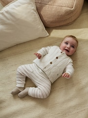 White Stripe Baby Gilet Top and Leggings Set (0mths-2yrs) - Image 3 of 6