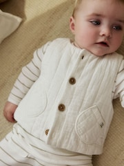 White Stripe Baby Gilet Top and Leggings Set (0mths-2yrs) - Image 5 of 6