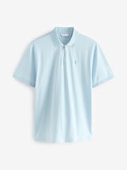 Blue 100% Cotton Zip Neck Polo Shirt - Image 1 of 1