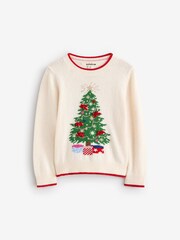 Boden Cream Fun Christmas Tree Logo Jumper - Image 1 of 1