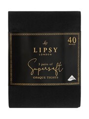 Lipsy Black Super Soft 40 Denier Tights 3 Pack - Image 2 of 2