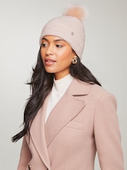Lipsy Pink Cosy Pearl Detailing Pom Beanie Hat - Image 2 of 4