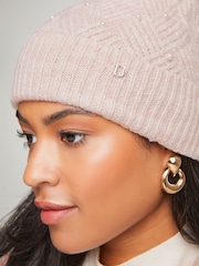 Lipsy Pink Cosy Pearl Detailing Pom Beanie Hat - Image 3 of 4