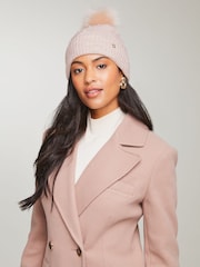 Lipsy Pink Cosy Pearl Detailing Pom Beanie Hat - Image 4 of 4