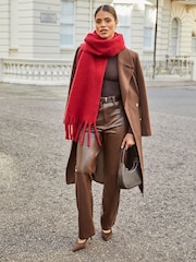 Lipsy Red Oversized Super Soft Brushed Scarf - Image 3 of 4