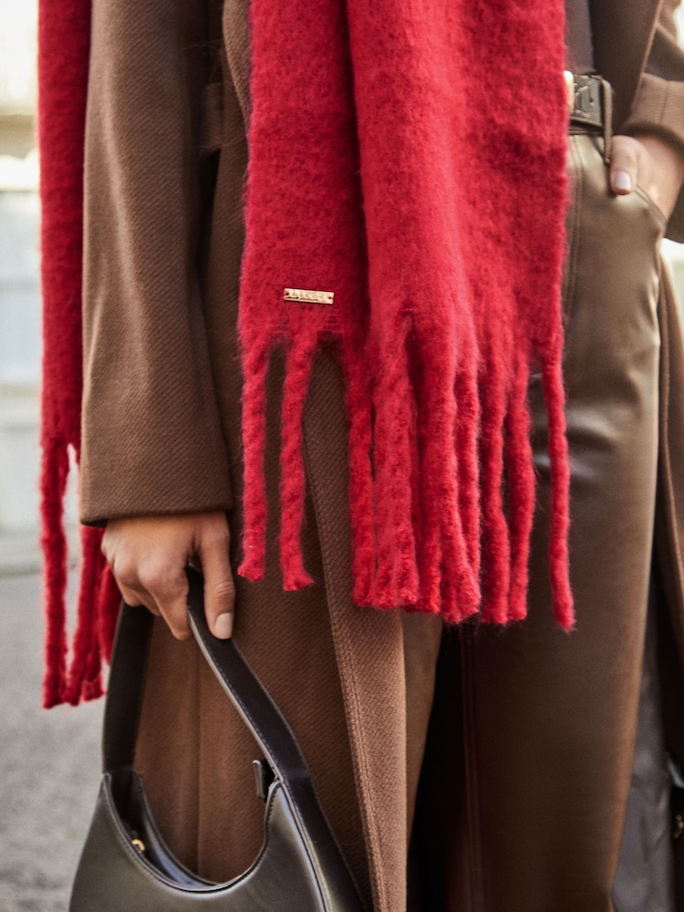 Lipsy Red Oversized Super Soft Brushed Scarf - Image 4 of 4