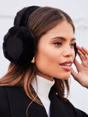 Lipsy Black Super Soft Faux Fur Ear Muffs - Image 3 of 4