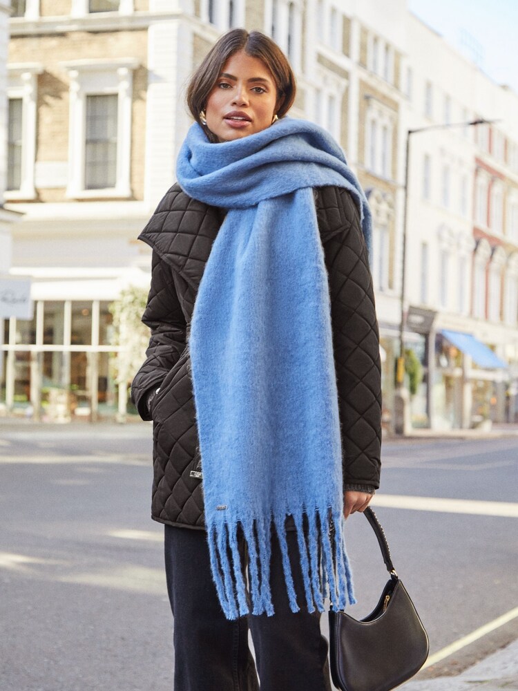 Lipsy Blue Oversized Super Soft Brushed Scarf - Image 4 of 4