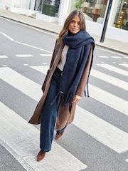 Lipsy Navy Oversized Super Soft Brushed Scarf - Image 3 of 4