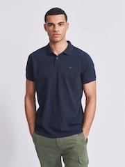 Aubin Blue Navy Marcel Pique 100% Cotton Polo Shirt - Изображение 1 из 3