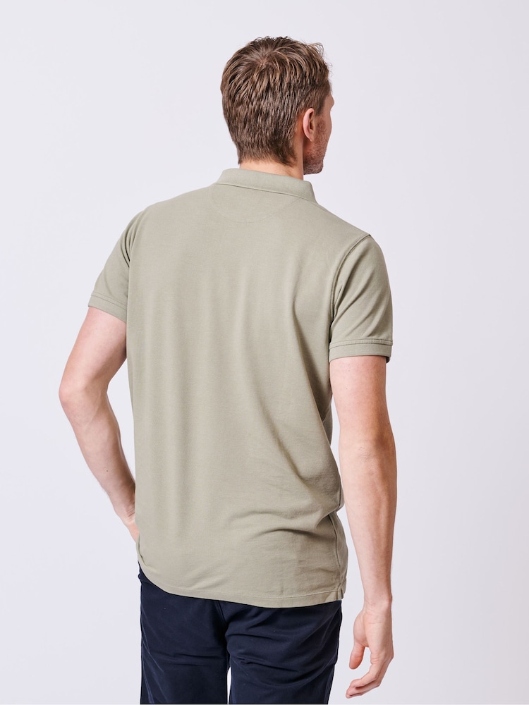 Aubin Green Marcel Pique 100% Cotton Polo Shirt - Изображение 2 из 4