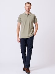 Aubin Green Marcel Pique 100% Cotton Polo Shirt - Изображение 3 из 4