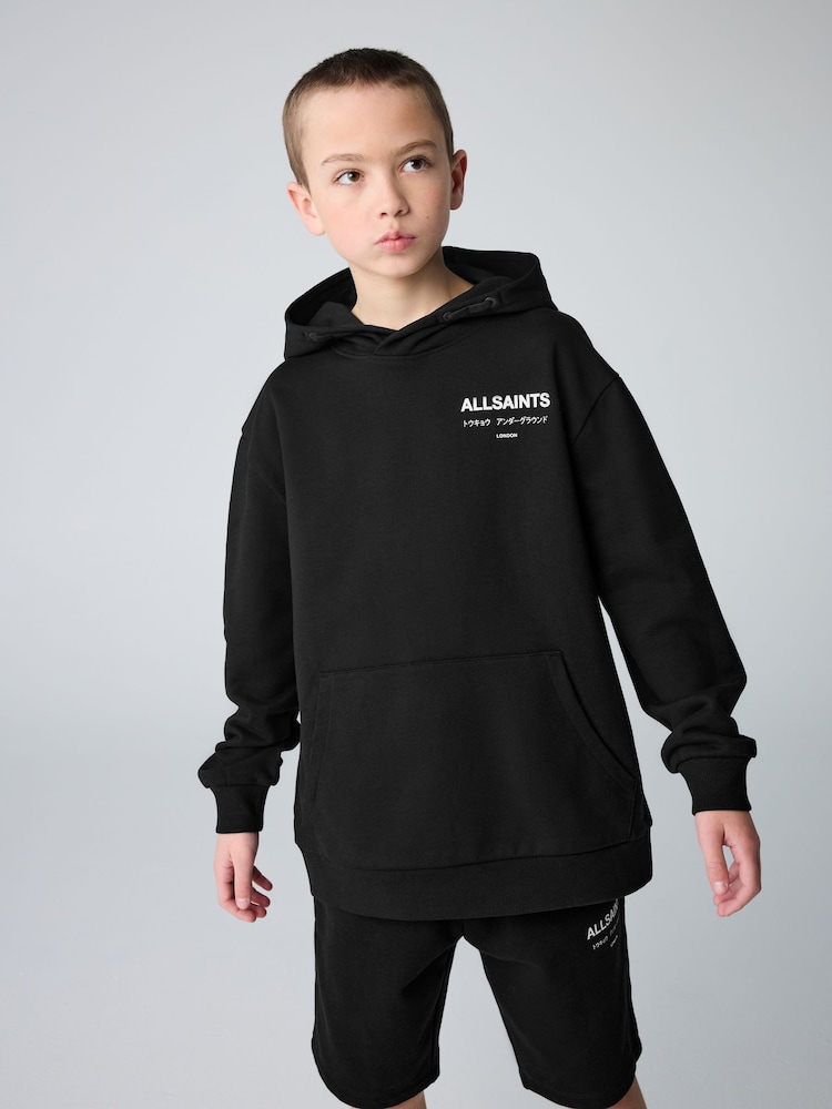 smALLSAINTS Black/Textured Oversized Underground Pullover Hoodie - Image 2 of 11