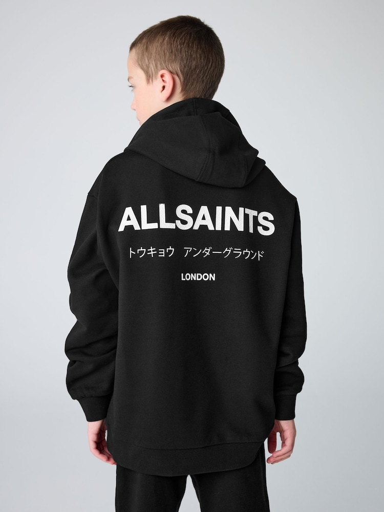 smALLSAINTS Black/Textured Oversized Underground Pullover Hoodie - Image 4 of 11