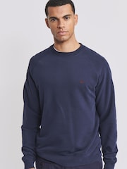 Aubin Blue Navy Ash Crew Neck 100% Cotton Sweat Top - Image 3 of 3
