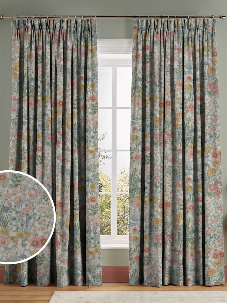 Graham & Brown Sage Green Wallflower Made to Measure Curtains - Image 1 of 8