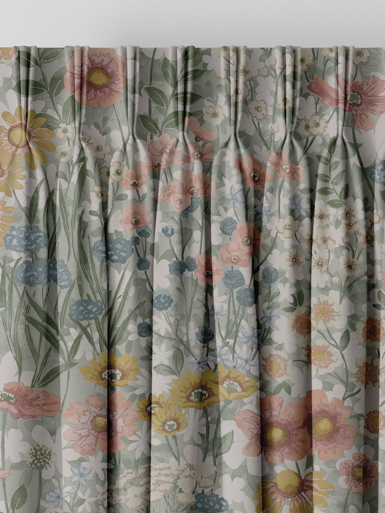 Graham & Brown Sage Green Wallflower Made to Measure Curtains - Image 2 of 8