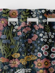 Graham & Brown Dusk Blue Wallflower Made to Measure Curtains - Image 6 of 8