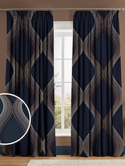 Graham & Brown Navy Blue Euphoria Made to Measure Curtains - Image 1 of 8
