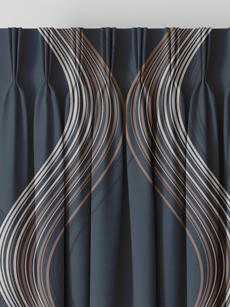 Graham & Brown Navy Blue Euphoria Made to Measure Curtains - Image 2 of 8