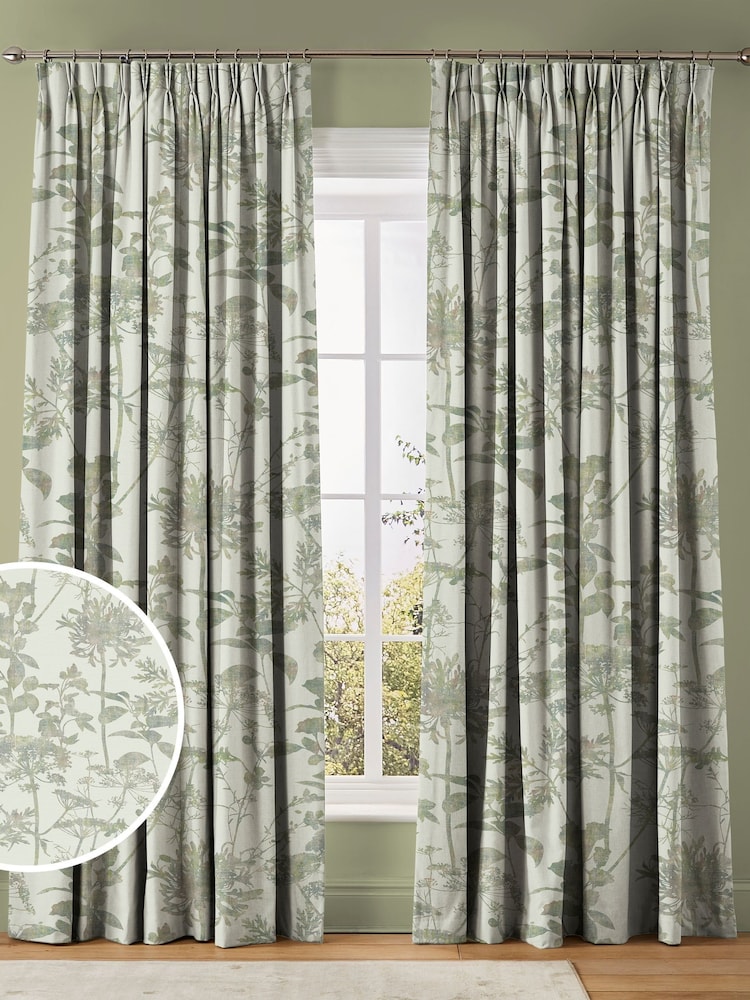 Graham & Brown Sage Green Esther Made to Measure Curtains - Image 1 of 8
