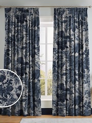 Graham & Brown Ink Blue Enzia Made to Measure Curtains - Image 1 of 8