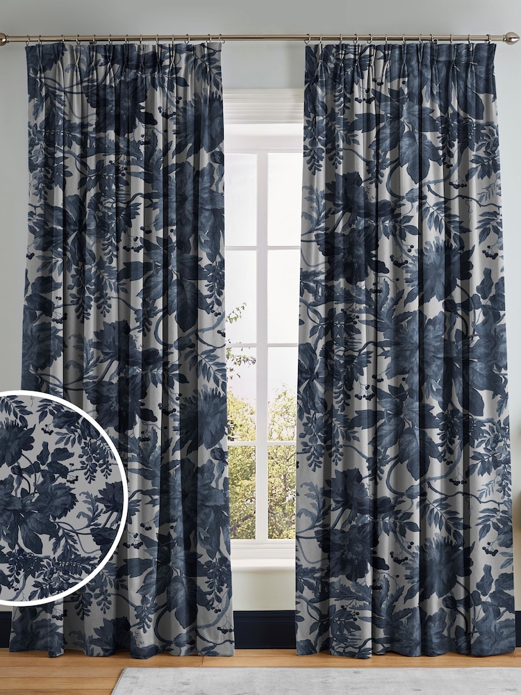 Graham & Brown Ink Blue Enzia Made to Measure Curtains - Image 1 of 8