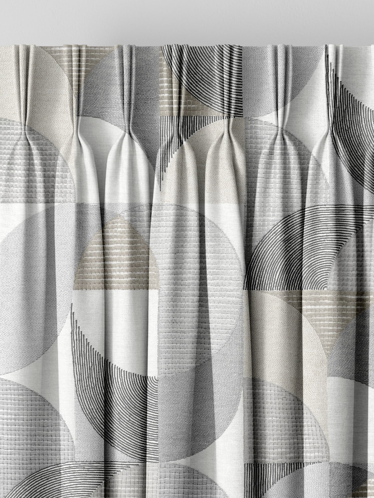 Graham & Brown Natural Taupe Stitch Craze Made to Measure Curtains - Image 2 of 8