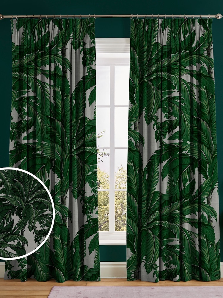 Graham & Brown Pearl White Faux Daintree Made to Measure Curtains - Image 1 of 8