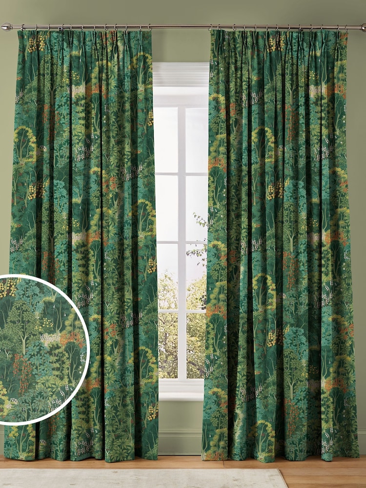 Graham & Brown Emerald Green New Eden Made to Measure 100% Cotton Curtains - Image 1 of 8