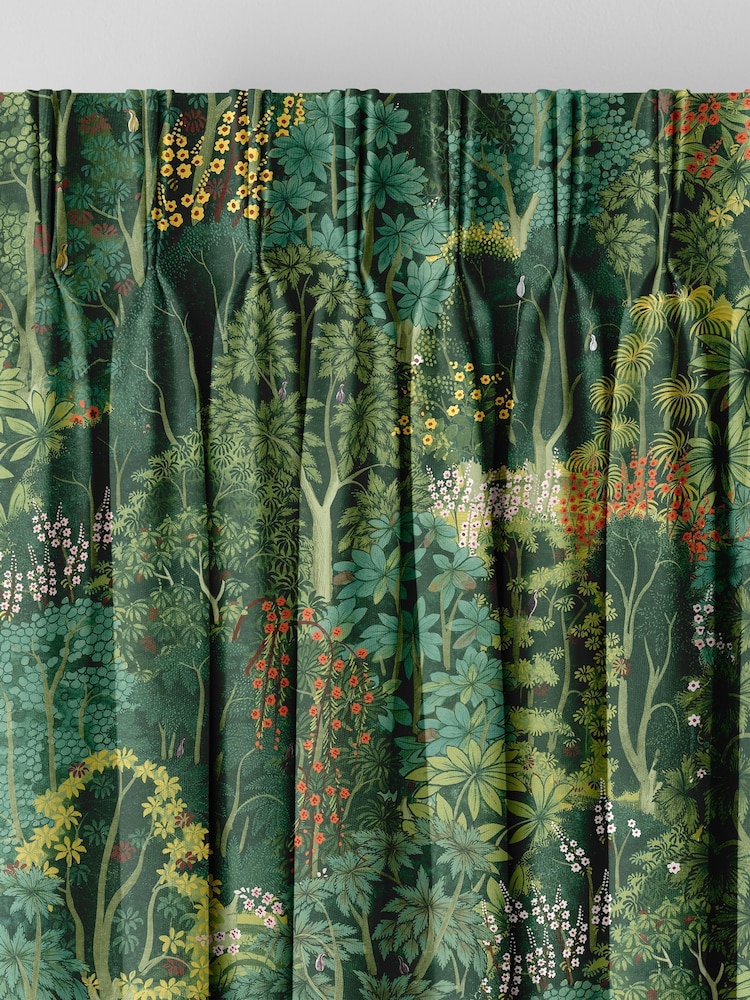 Graham & Brown Emerald Green New Eden Made to Measure 100% Cotton Curtains - Image 2 of 8