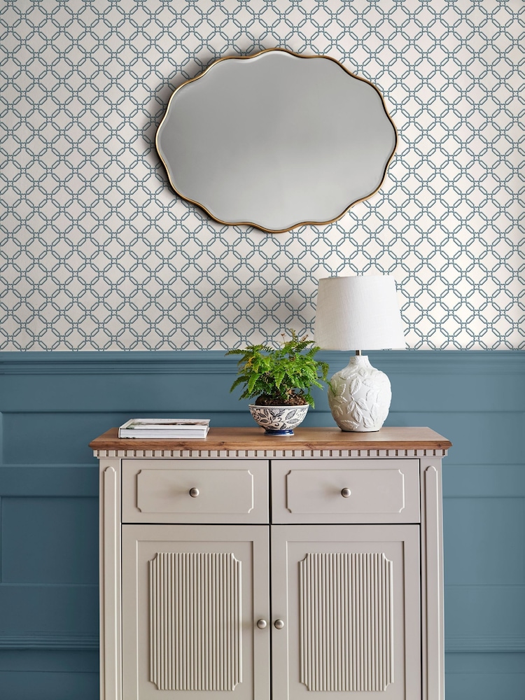 Laura Ashley Blue Westminster 10M Wallpaper - Image 1 of 4