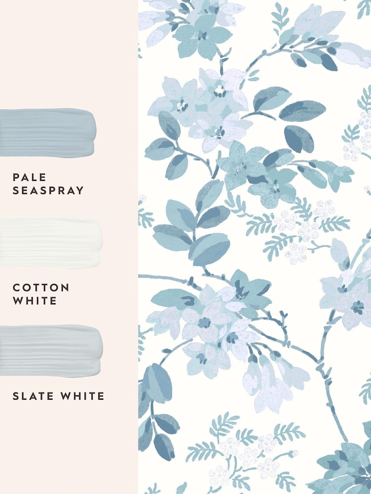 Laura Ashley Blue Yewland 10M Wallpaper - Image 4 of 4