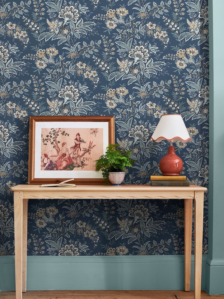 Laura Ashley Blue Marlbrook 10M Wallpaper - Image 1 of 4