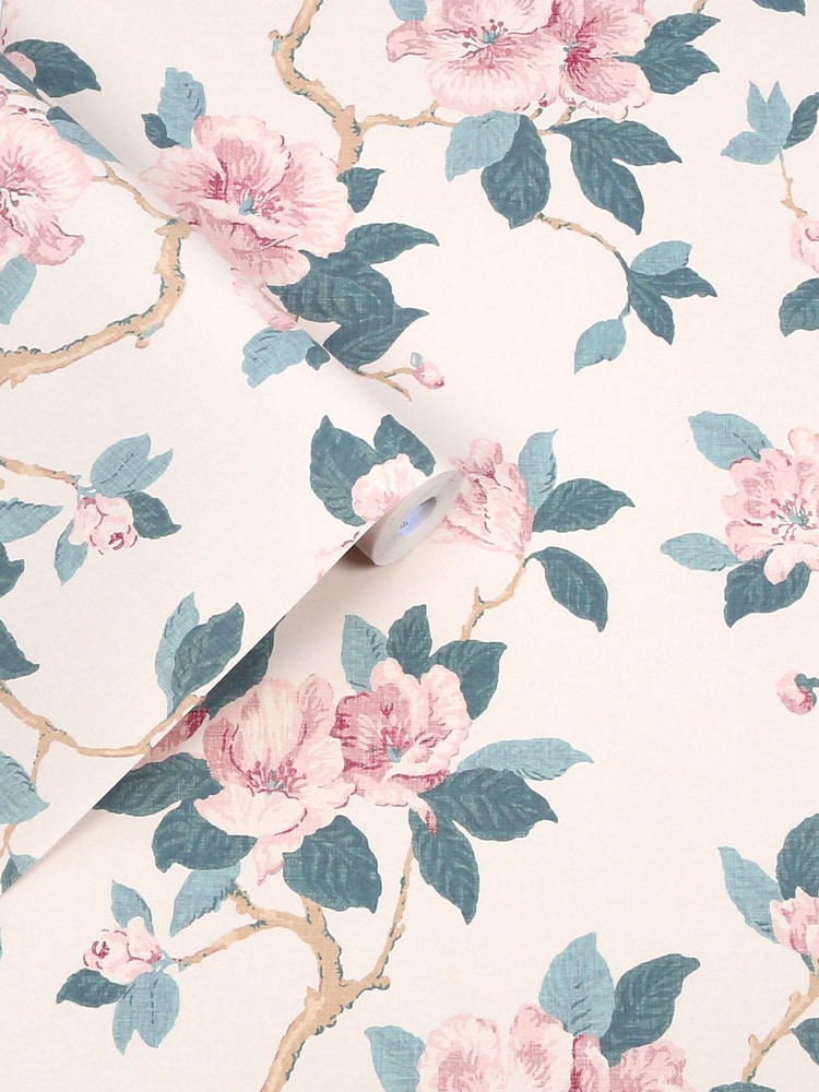 Laura Ashley Cream Maya 10M Wallpaper - Image 2 of 4