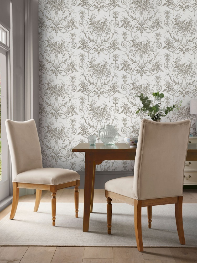 Laura Ashley Grey Tuilieries 10M Wallpaper - Image 1 of 4