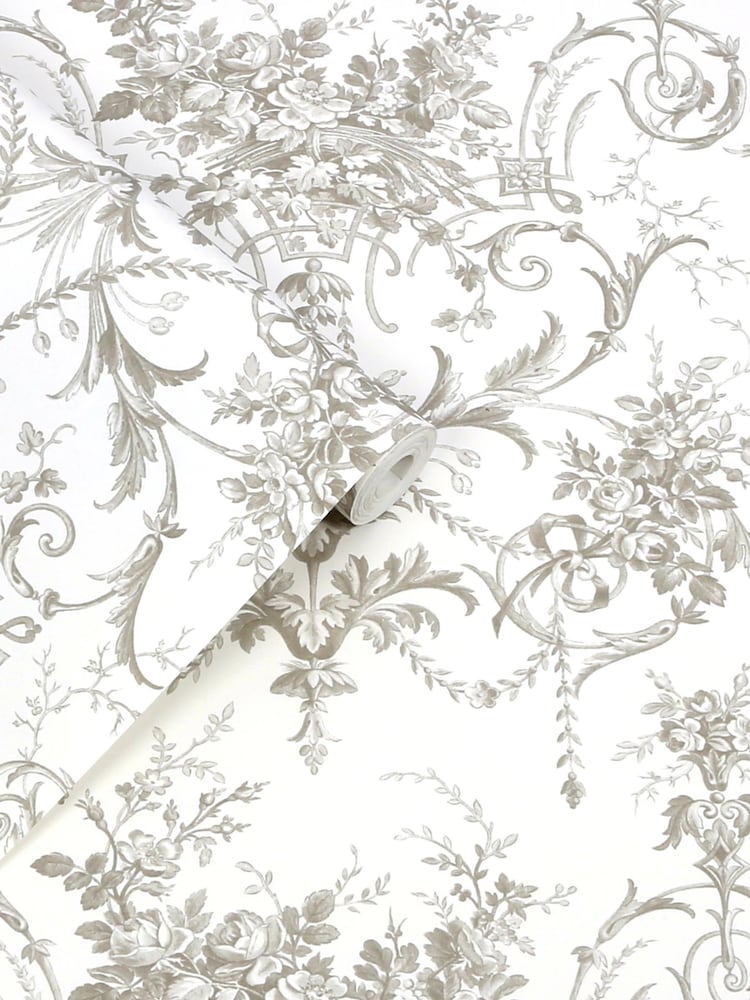 Laura Ashley Grey Tuilieries 10M Wallpaper - Image 2 of 4