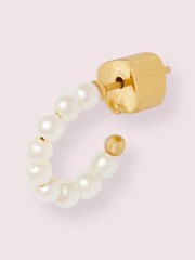 kate spade new york Gold Tone Mini Pearl Huggies Earrings - Image 3 of 5