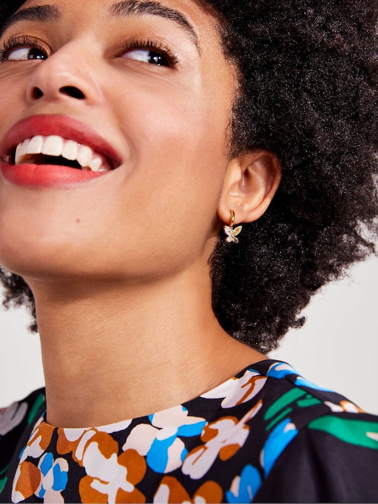 kate spade new york Gold Tone Butterfly Huggie Earrings - Image 1 of 4 kate spade new york Gold Tone Butterfly Huggie Earrings - Image 1 of 4